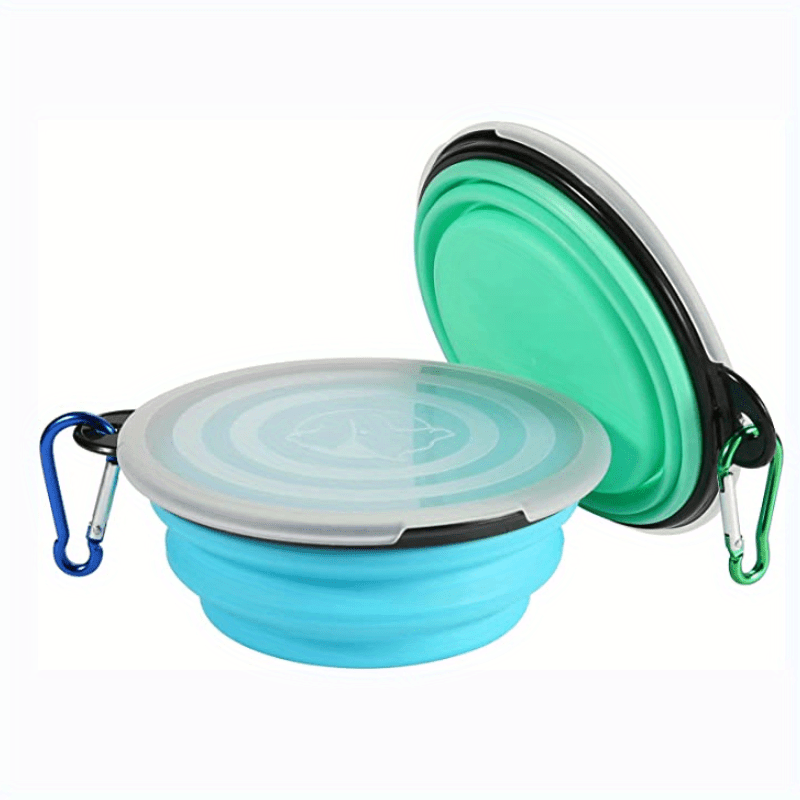 2 Pack Collapsible Dog Bowl with Cover Travel Friendly Water and Food Dish