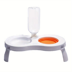 Portable Elevated Double Bowl Feeder for Dogs with Automatic Water Bottle