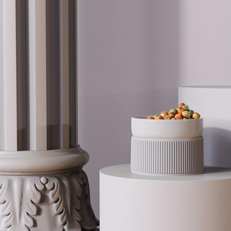Raised Ceramic Pet Food Bowls Stand for Dogs & Cats