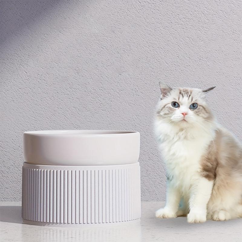 Raised Ceramic Pet Food Bowls Stand for Dogs & Cats