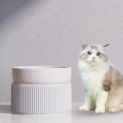 Raised Ceramic Pet Food Bowls Stand for Dogs & Cats