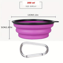 Collapsible Dog Travel Bowl with Carabiner, Portable Pet Food Container