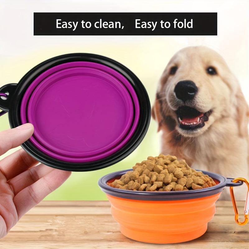 Collapsible Dog Travel Bowl with Carabiner, Portable Pet Food Container