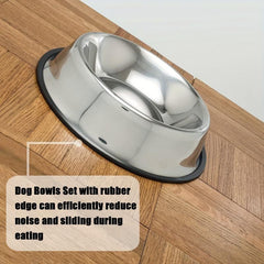 Stainless Steel Elevated Dog Bowl Non-slip Base