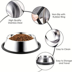 Stainless Steel Elevated Dog Bowl Non-slip Base