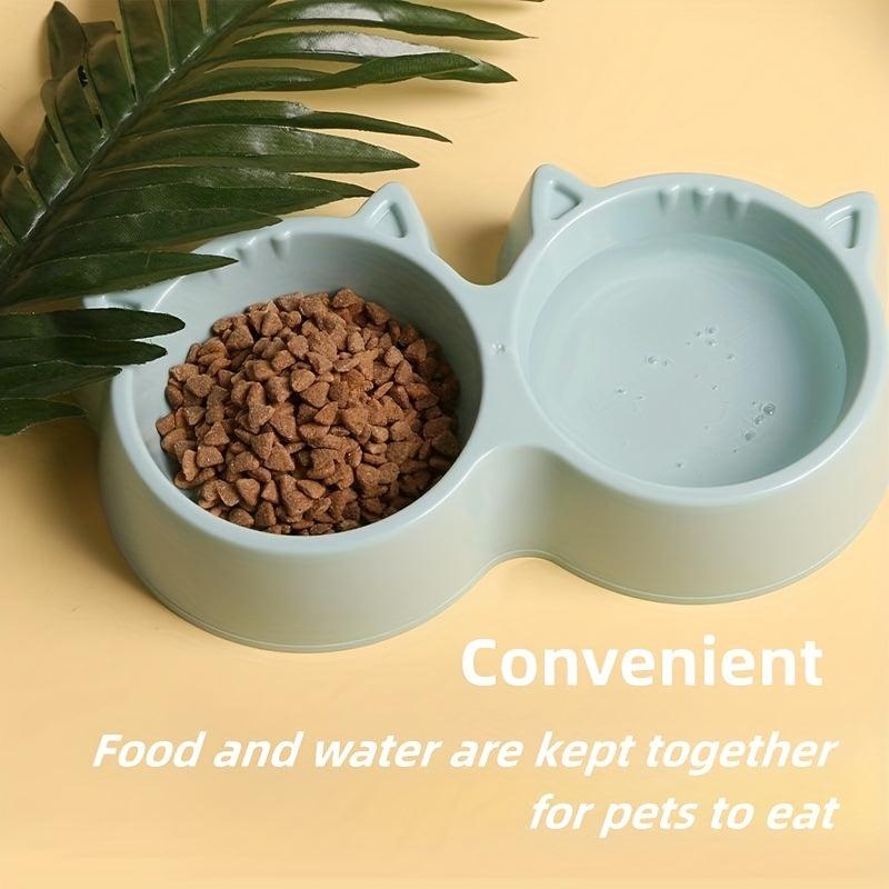 Pet Double Bowl Plastic Food And Water Feeder For Dog & Cat 2 In 1 Pet Feeding