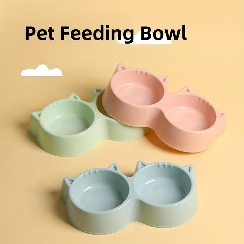 Pet Double Bowl Plastic Food And Water Feeder For Dog & Cat 2 In 1 Pet Feeding