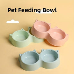Pet Double Bowl Plastic Food And Water Feeder For Dog & Cat 2 In 1 Pet Feeding