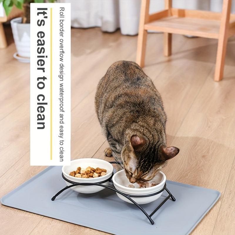 Non Slip Silicone Pet Food Mat with Suction Cups for Dogs and Cats
