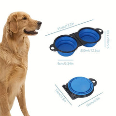 Collapsible Double Pet Bowl for Food & Water - Travel & Outdoor Friendly