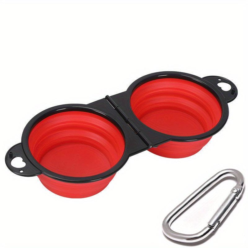 Collapsible Double Pet Bowl for Food & Water - Travel & Outdoor Friendly