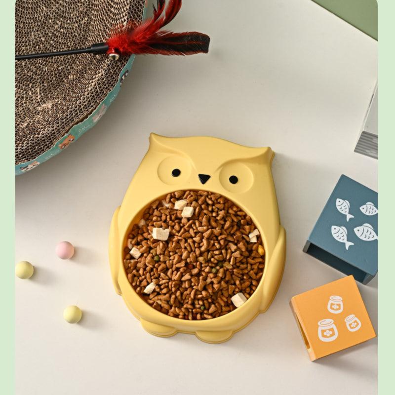 Owl Cat Feeder Bowl Plastic Pet Feeding Supplies