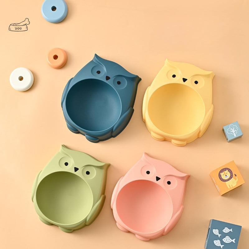 Owl Cat Feeder Bowl Plastic Pet Feeding Supplies