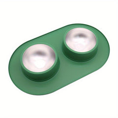 Anti-Skid Pet Double Bowl with Silicone Mat