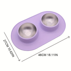 Anti-Skid Pet Double Bowl with Silicone Mat