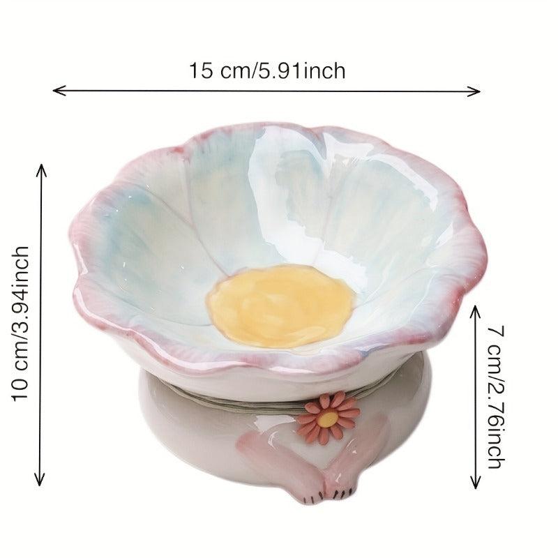 Sunflower Non Slip Ceramic Pet Food And Water Bowl Elevated Cat Feeding Bowl