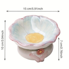 Sunflower Non Slip Ceramic Pet Food And Water Bowl Elevated Cat Feeding Bowl