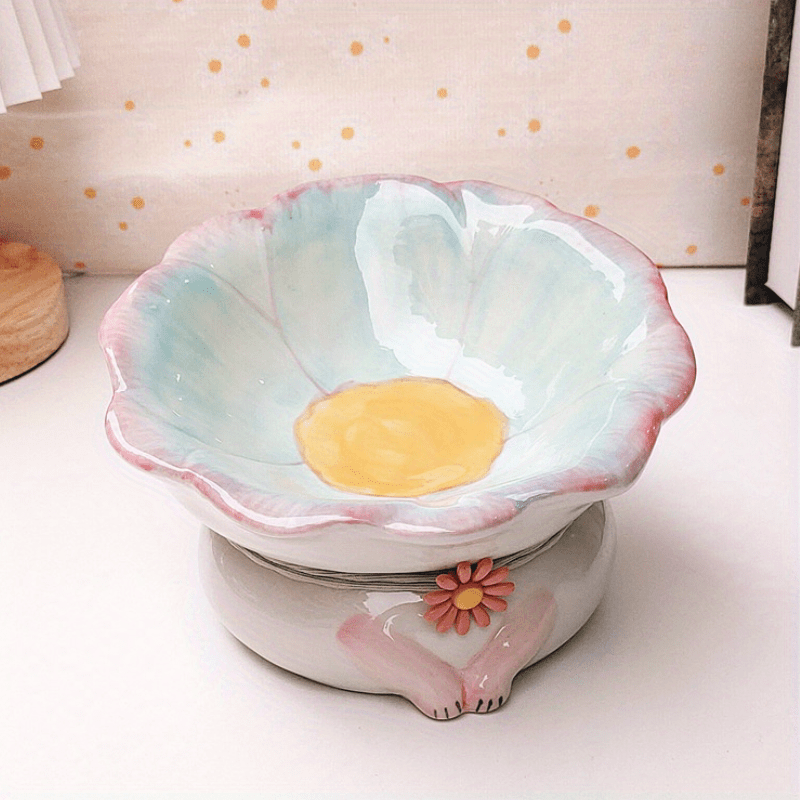 Sunflower Non Slip Ceramic Pet Food And Water Bowl Elevated Cat Feeding Bowl