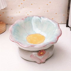 Sunflower Non Slip Ceramic Pet Food And Water Bowl Elevated Cat Feeding Bowl