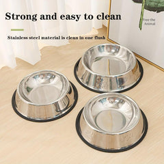 Stainless Steel Paw Print Dog Bowl Non-slip Rubber Bottom