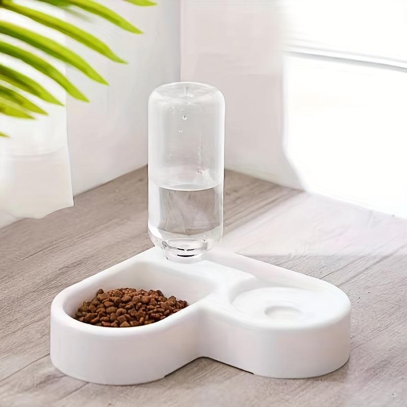 2-in-1 Pet Double Bowl with Automatic Water Bottle & Bell Ball Toy