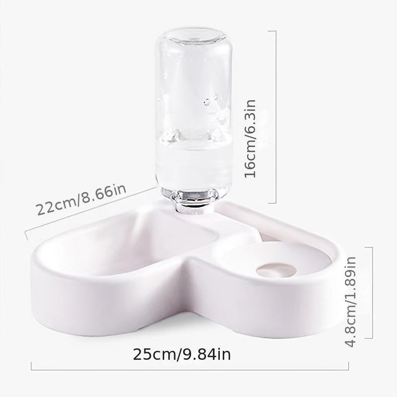 2-in-1 Pet Double Bowl with Automatic Water Bottle & Bell Ball Toy