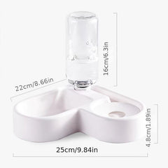 2-in-1 Pet Double Bowl with Automatic Water Bottle & Bell Ball Toy