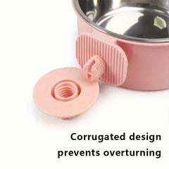 Hanging Dog Bowl 2 In 1 Stainless Steel Food Water Pet Feeder