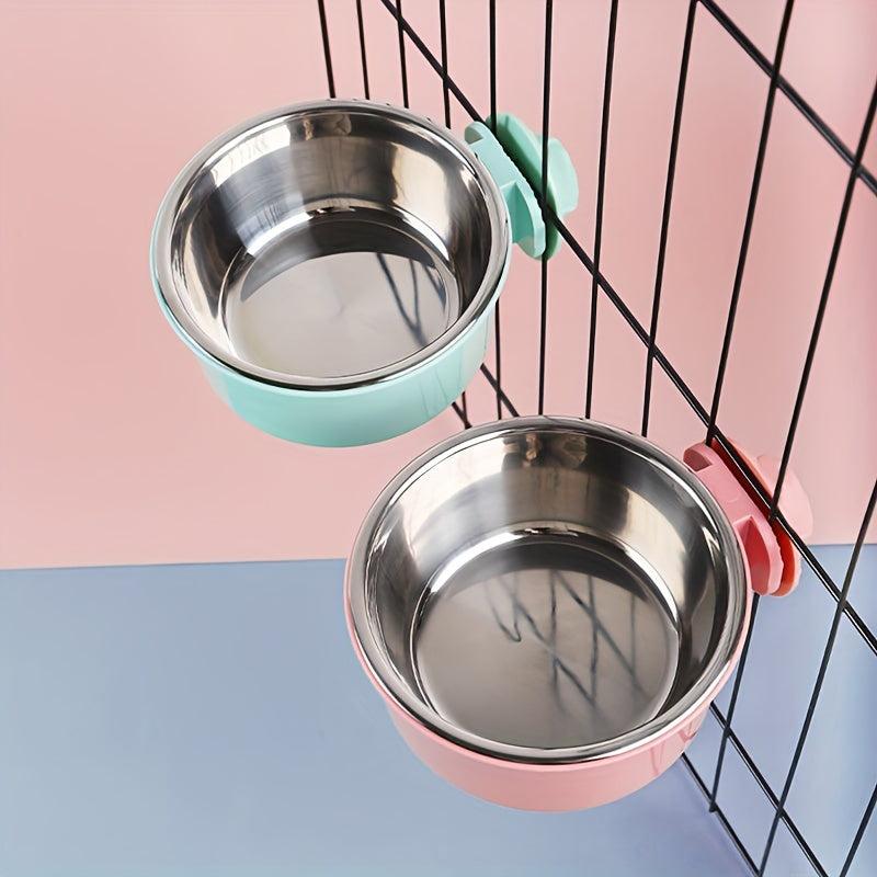 Hanging Dog Bowl 2 In 1 Stainless Steel Food Water Pet Feeder