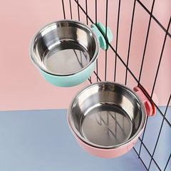 Hanging Dog Bowl 2 In 1 Stainless Steel Food Water Pet Feeder