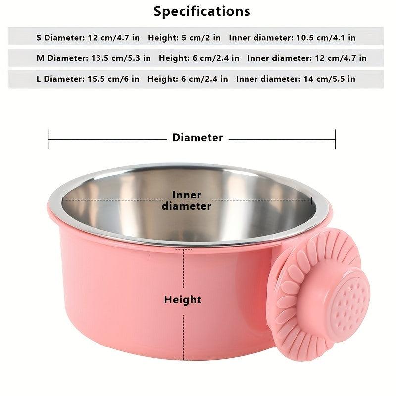 Hanging Dog Bowl 2 In 1 Stainless Steel Food Water Pet Feeder