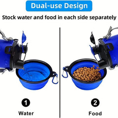 Portable Pet Water Bottle and Food Container with Bowls for Dogs and Cats