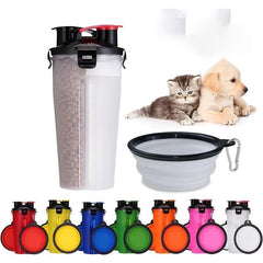 Portable Pet Water Bottle and Food Container with Bowls for Dogs and Cats