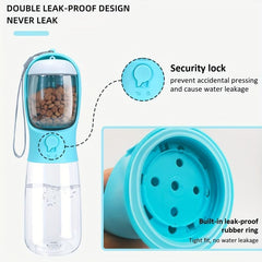 Portable Dog Water Bottle with Food Container 2 in 1