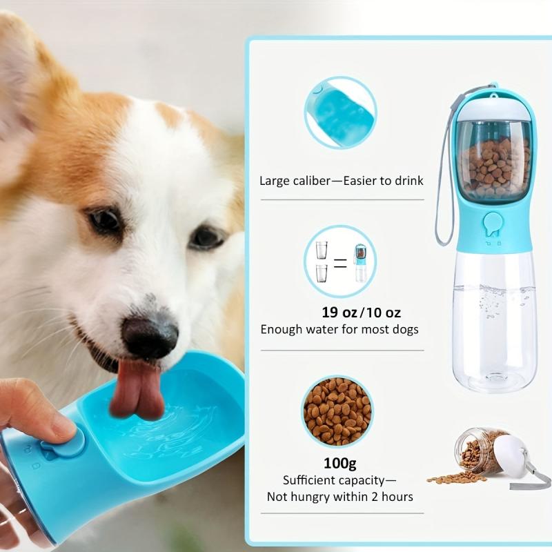 Portable Dog Water Bottle with Food Container 2 in 1
