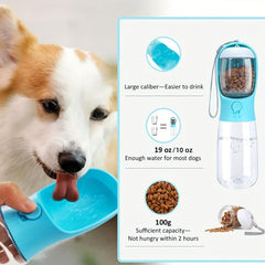 Portable Dog Water Bottle with Food Container 2 in 1