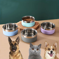 Double Layer Stainless Steel Pet Bowl Anti Slip & Anti Drop