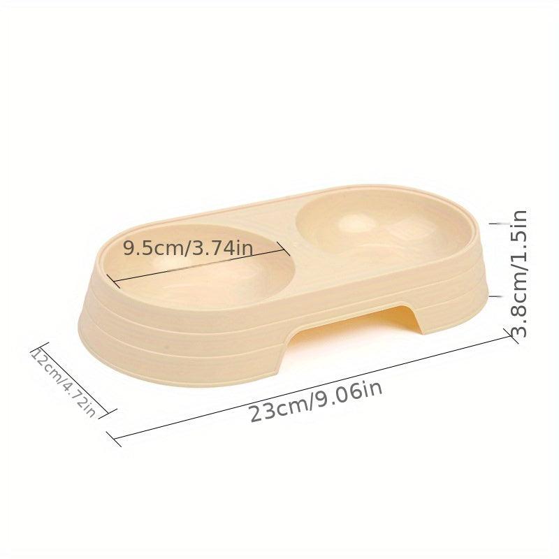 1pc Pet Double Bowl Cat Food Bowl Water Feeder 2 In 1 Non slip Cat Feeding