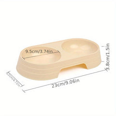 1pc Pet Double Bowl Cat Food Bowl Water Feeder 2 In 1 Non slip Cat Feeding