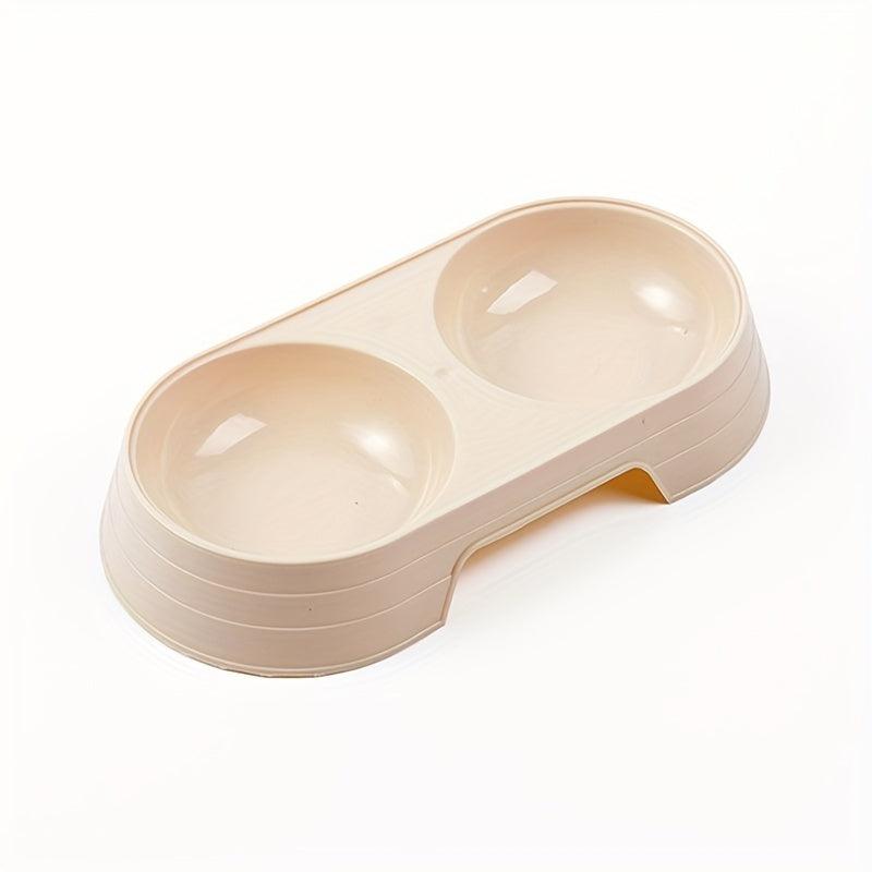 1pc Pet Double Bowl Cat Food Bowl Water Feeder 2 In 1 Non slip Cat Feeding