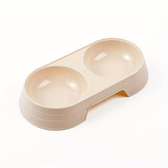 1pc Pet Double Bowl Cat Food Bowl Water Feeder 2 In 1 Non slip Cat Feeding