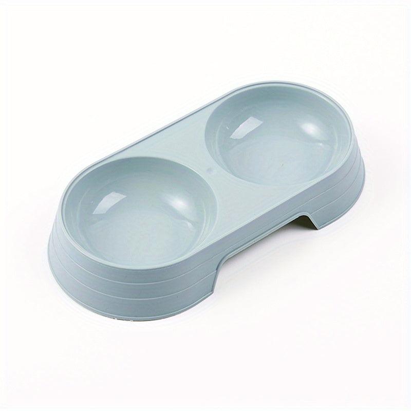 1pc Pet Double Bowl Cat Food Bowl Water Feeder 2 In 1 Non slip Cat Feeding
