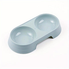 1pc Pet Double Bowl Cat Food Bowl Water Feeder 2 In 1 Non slip Cat Feeding