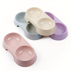 1pc Pet Double Bowl Cat Food Bowl Water Feeder 2 In 1 Non slip Cat Feeding