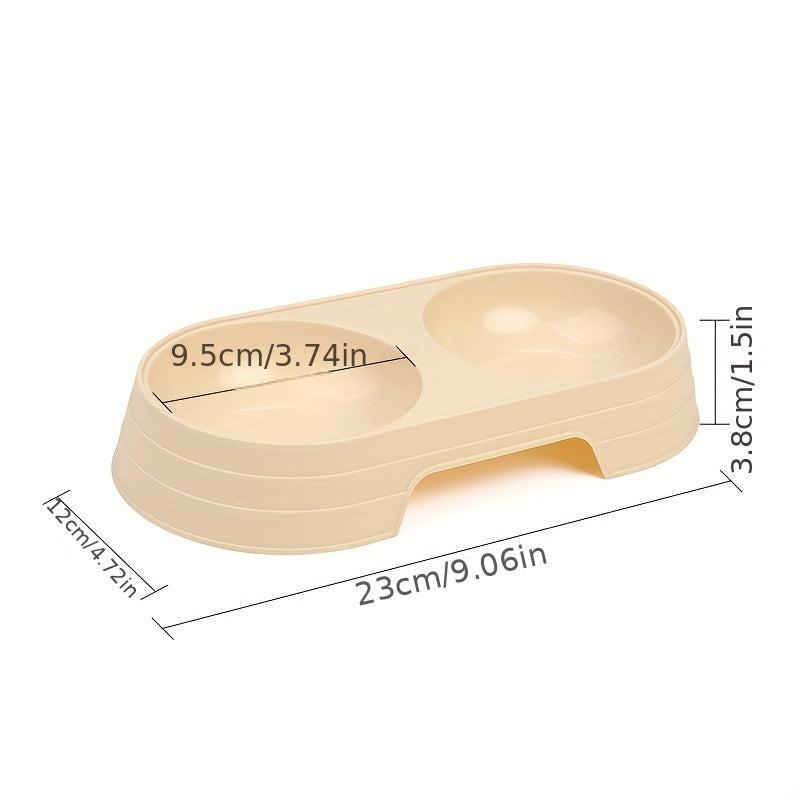 1pc Pet Double Bowl Cat Food Bowl Water Feeder 2 In 1 Non slip Cat Feeding