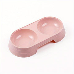 1pc Pet Double Bowl Cat Food Bowl Water Feeder 2 In 1 Non slip Cat Feeding