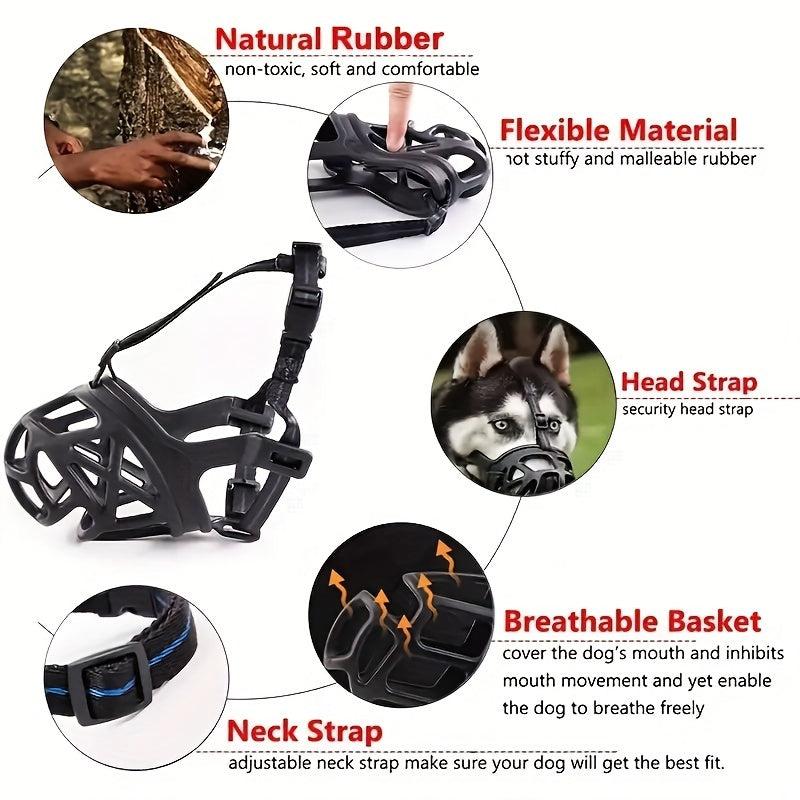 Adjustable Breathable Dog Muzzle for Biting Chewing Barking Training