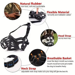Adjustable Breathable Dog Muzzle for Biting Chewing Barking Training