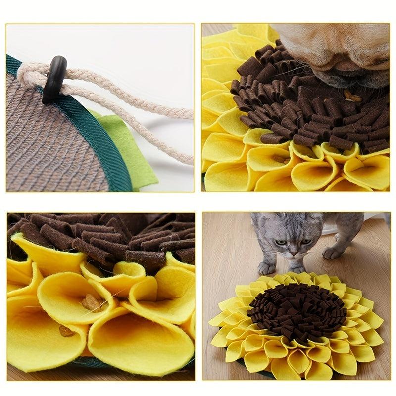 Interactive Sunflower Pet Snuffle Mat Slow Feeder Dog Puzzle Toy
