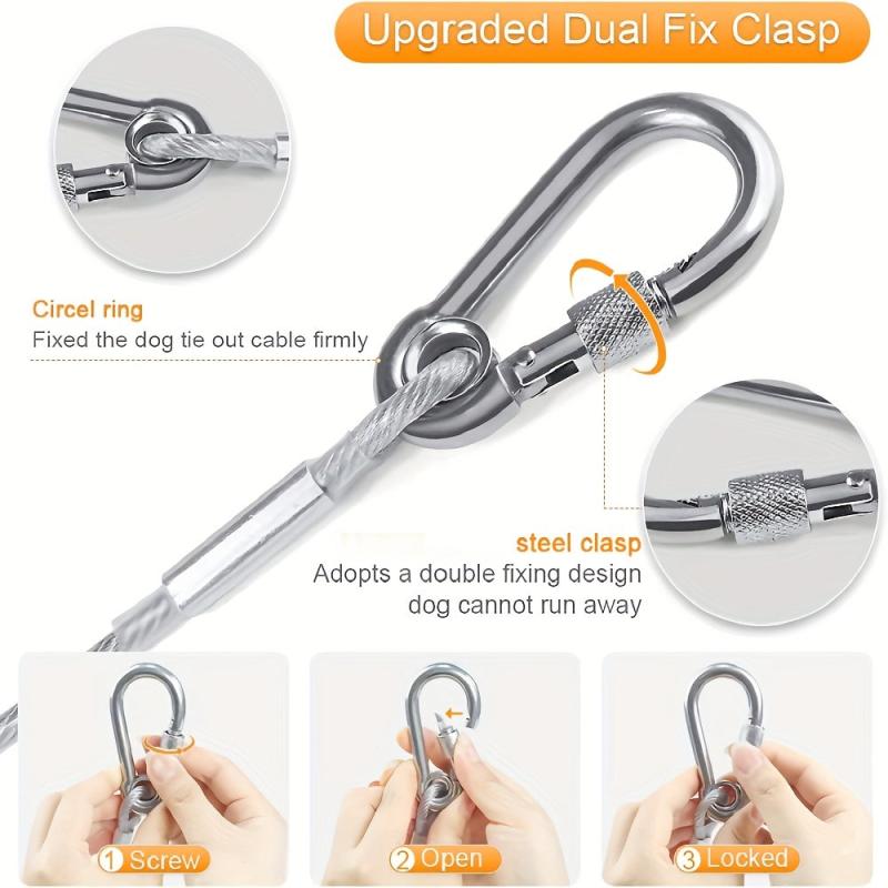 Reflective Dog Tie Out Cable for Dogs up to 250 lbs